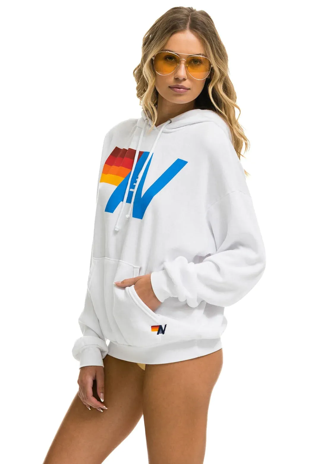 Aviator Nation LOGO PULLOVER RELAXED HOODIE - WHITE