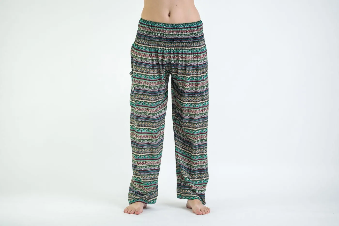 Aztec Stripes Women's Harem Pants in Aqua