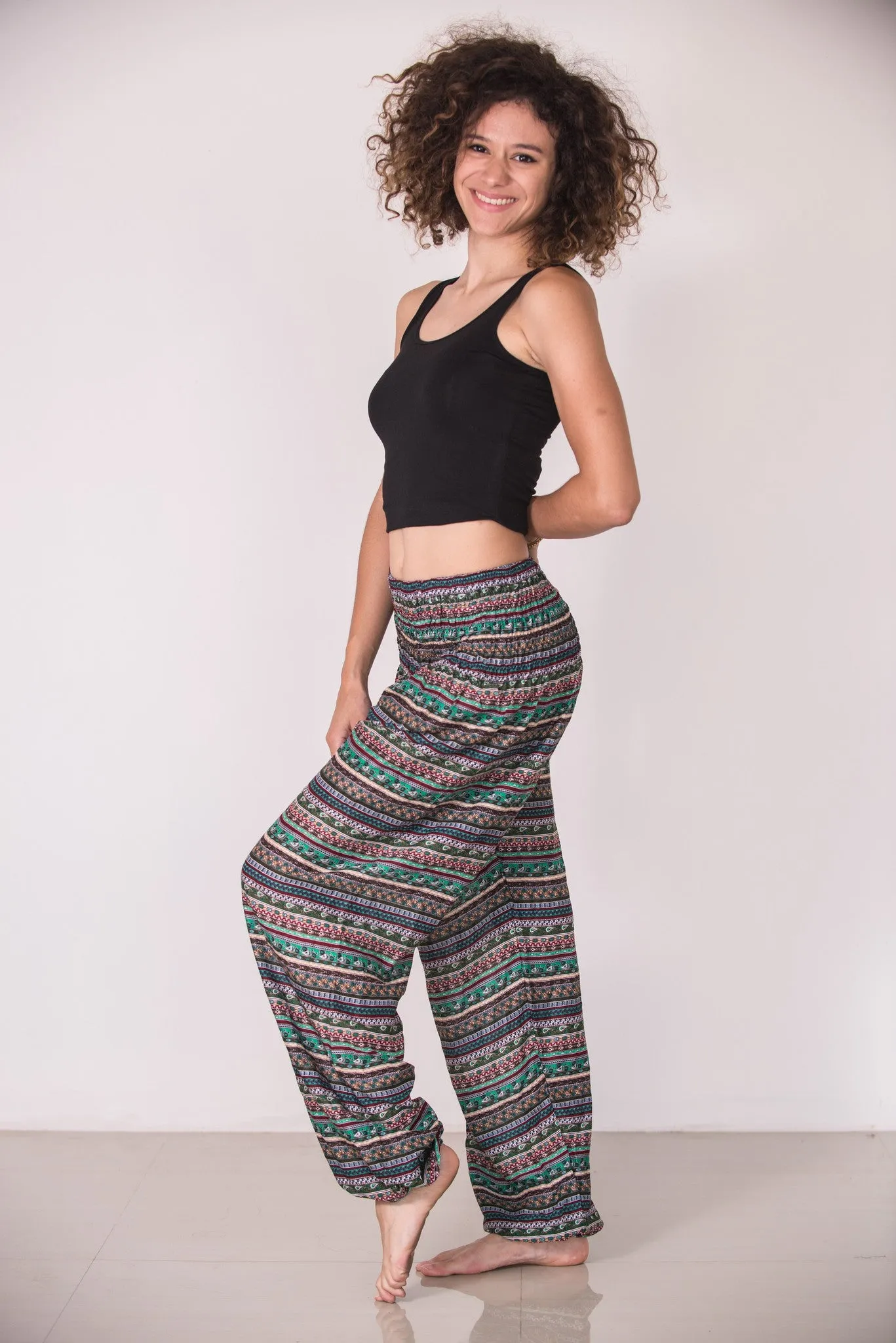 Aztec Stripes Women's Harem Pants in Aqua