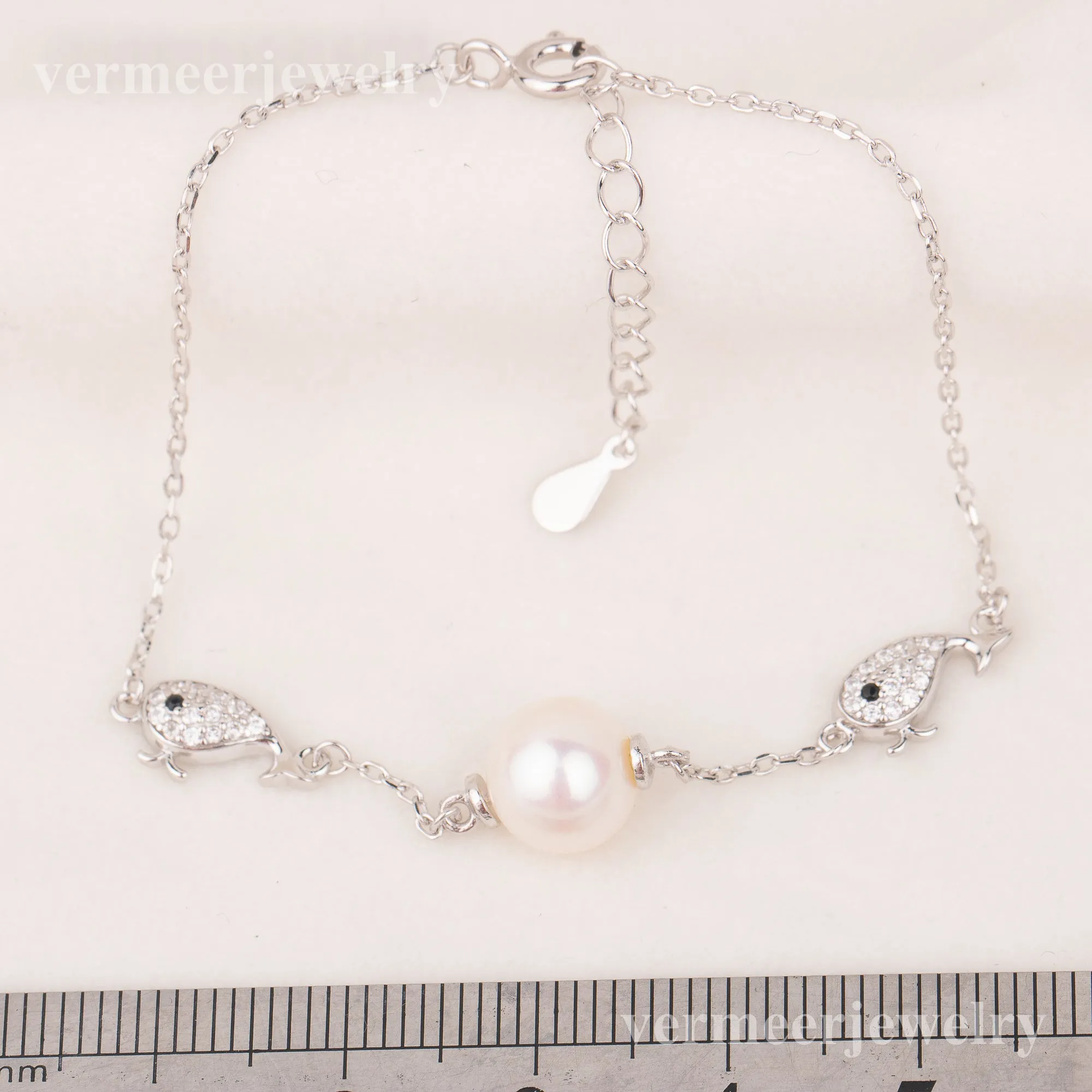 b020163 DIY 7-8mm Natural Freshwater pearl bracelet accessory 925 sterling silver adjustable chain bracelet for women