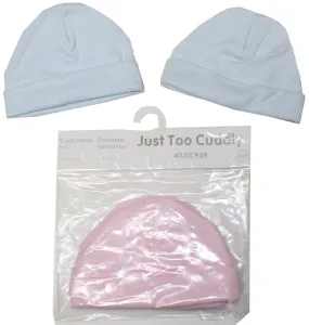 Babies Hats Twin pack - Pink & Sky - One Size  (40JTC939)