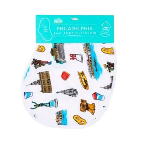 Baby Burp Cloth and Wraparound Bib (Philadelphia Baby)