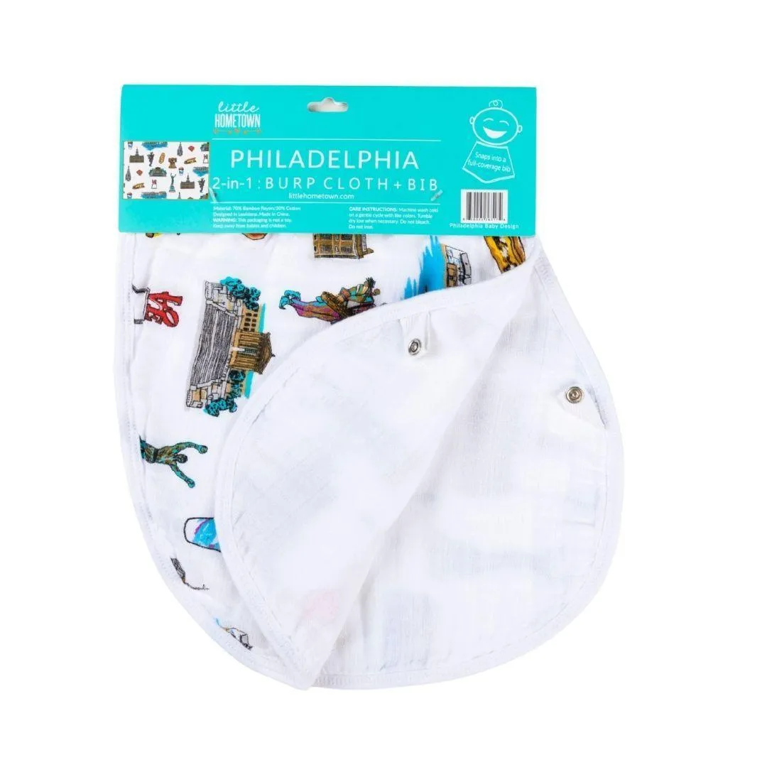 Baby Burp Cloth and Wraparound Bib (Philadelphia Baby)