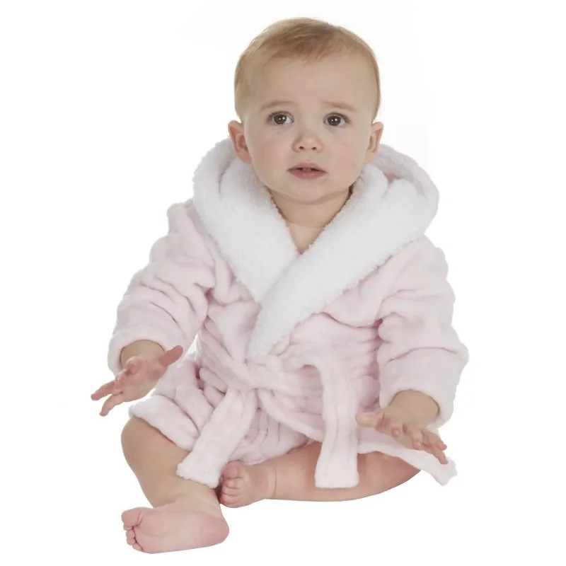 BABY CIRCLES DRESSING GOWN WITH BORG TRIM-PINK (0-12 MONTHS) (PK4) 18C800