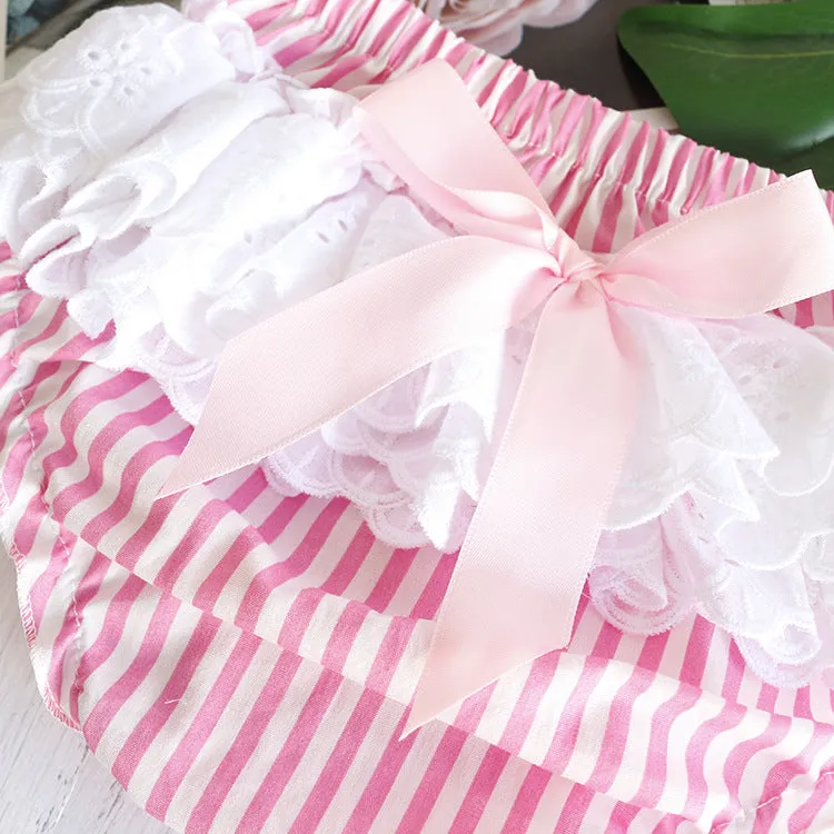 Baby Girls Striped Bow Shorts