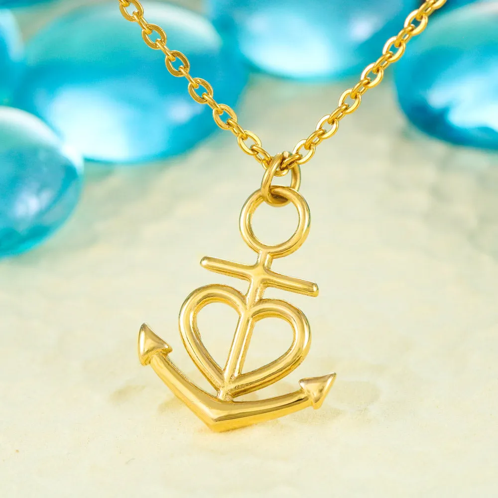 Beautiful Anchor Heart Necklace With Mom To Daughter "Together Forever" Message Card