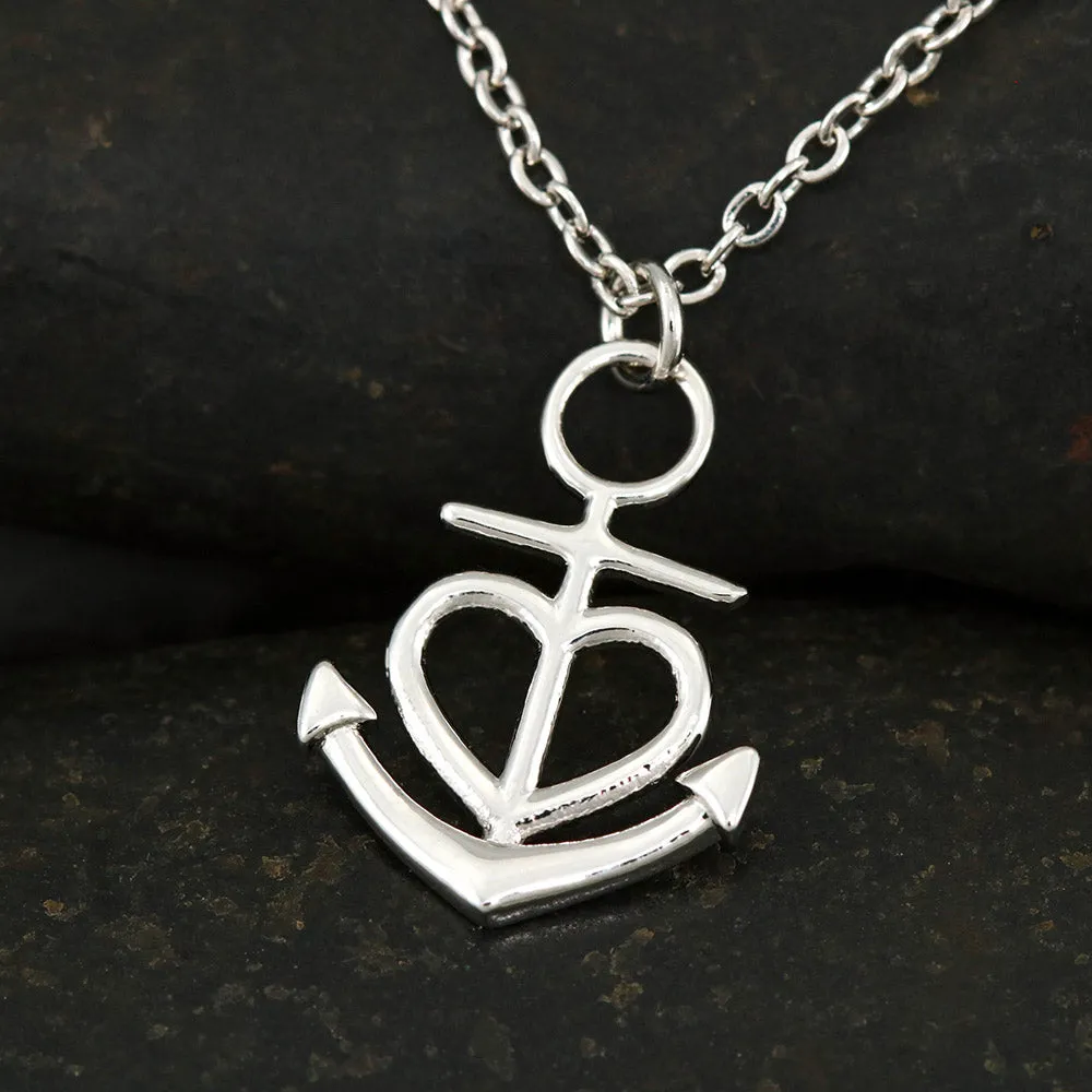 Beautiful Anchor Heart Necklace With Mom To Daughter "Together Forever" Message Card