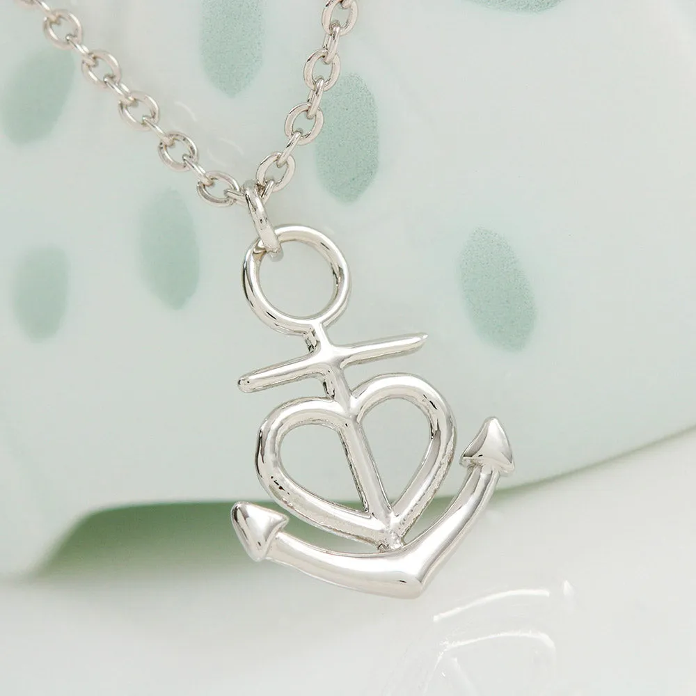 Beautiful Anchor Heart Necklace With Mom To Daughter "Together Forever" Message Card