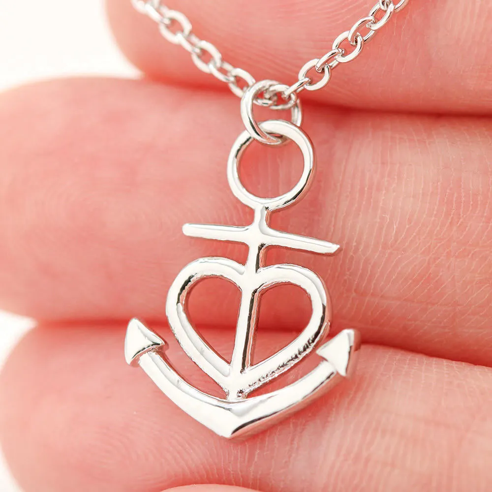 Beautiful Anchor Heart Necklace With Mom To Daughter "Together Forever" Message Card