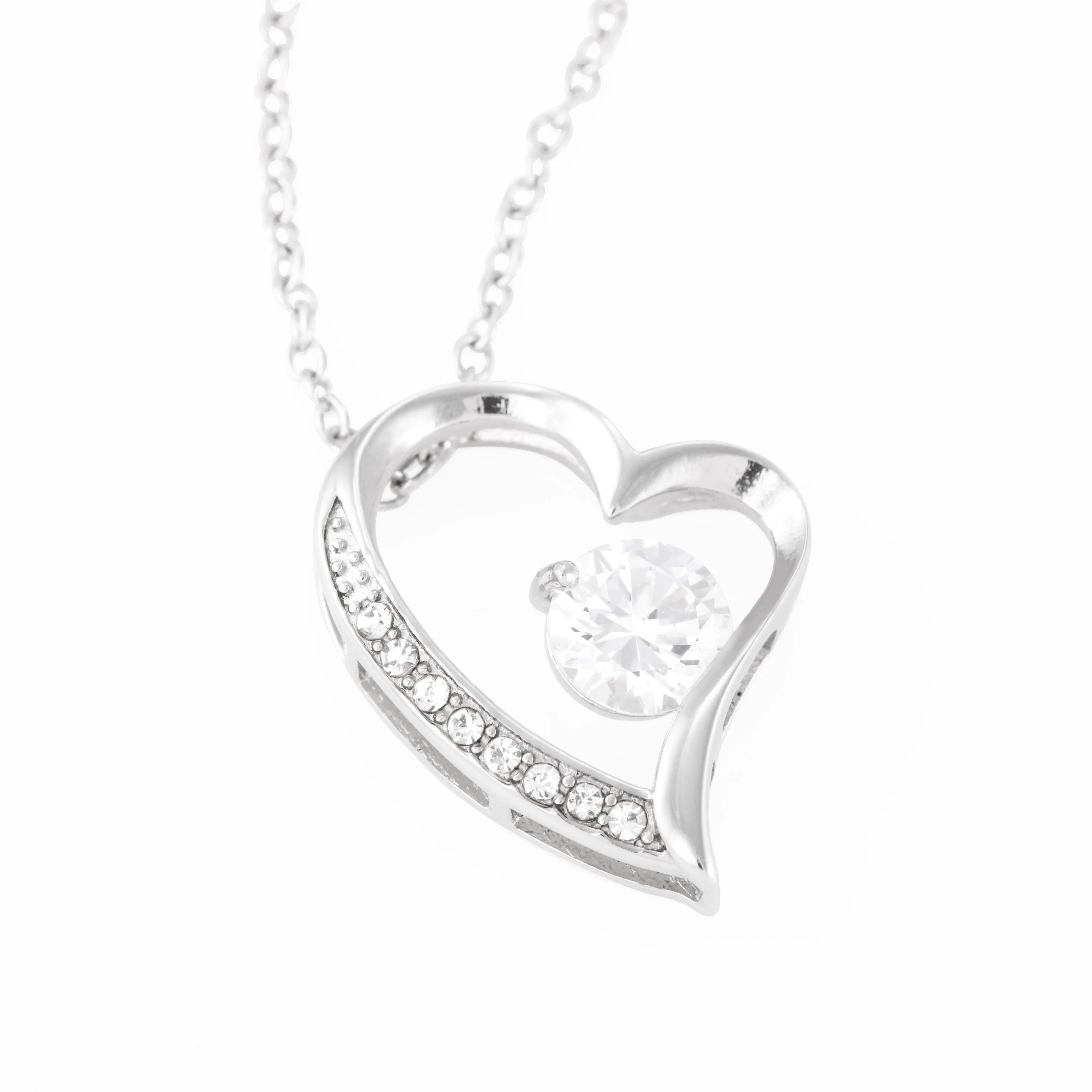 Beautiful Cubic Zirconia LOVE Necklace With Husband To Wife Romantic "Forever and Always" Message Card