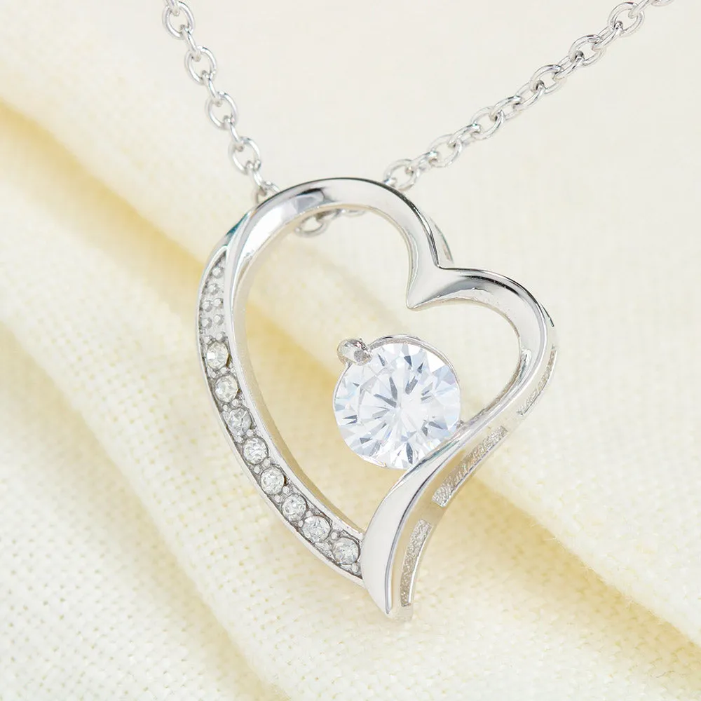 Beautiful Cubic Zirconia LOVE Necklace With Husband To Wife Romantic "Forever and Always" Message Card