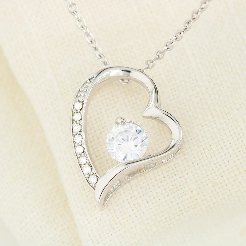 Beautiful Cubic Zirconia LOVE Necklace With Husband To Wife Romantic "Forever and Always" Message Card