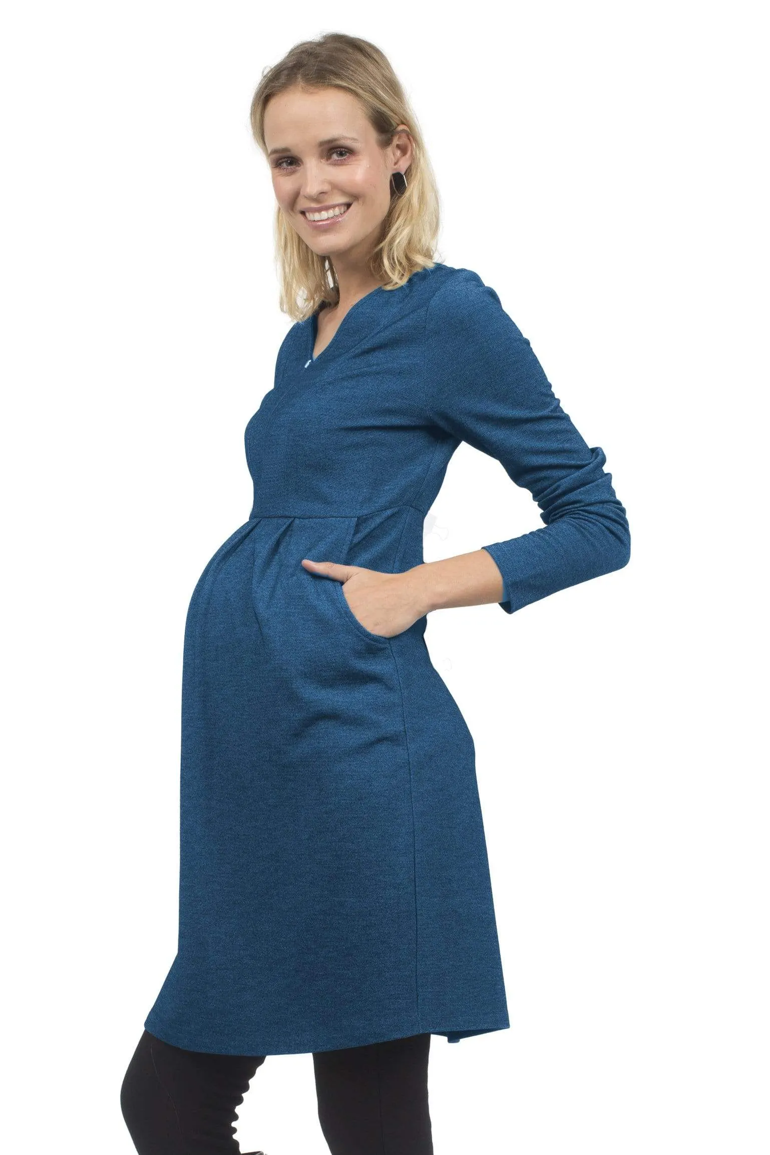 Bente Long Sleeve Bente V-Neck Nursing Dress Riverside