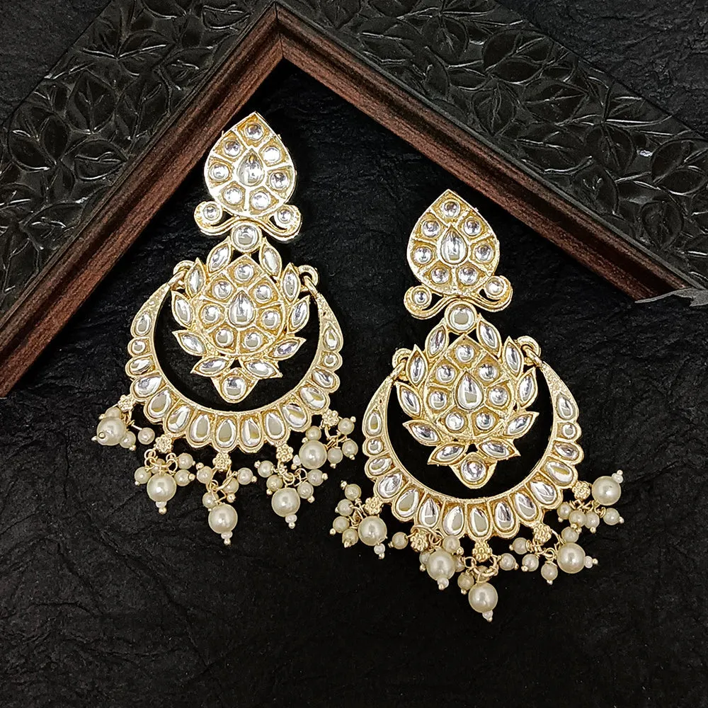 Bhavi Jewels Gold Plated Kundan Stone Dangler Earrings