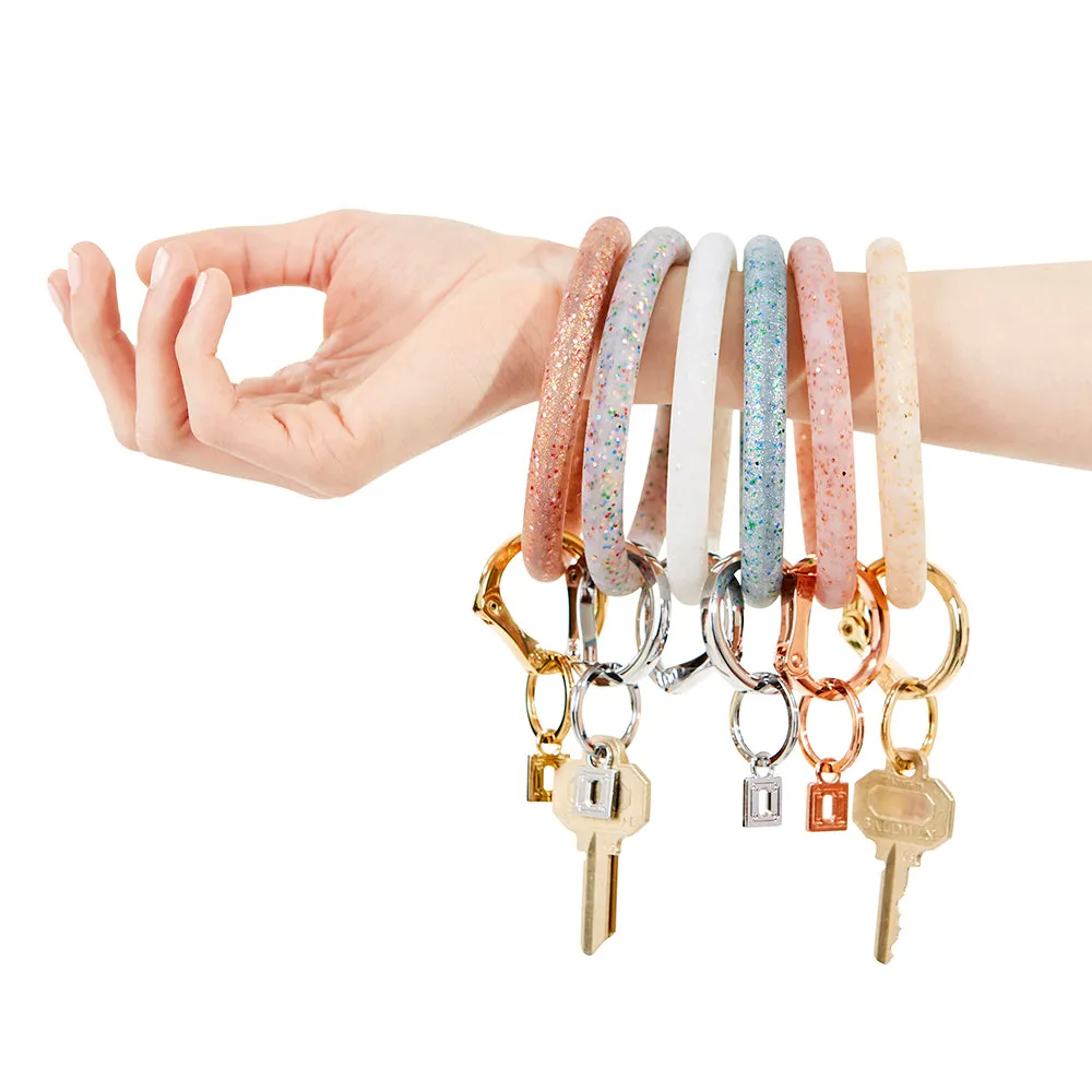 Big O Silicone Key Ring: Rose Gold Confetti