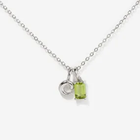 Birthstone Initial Silver Necklace