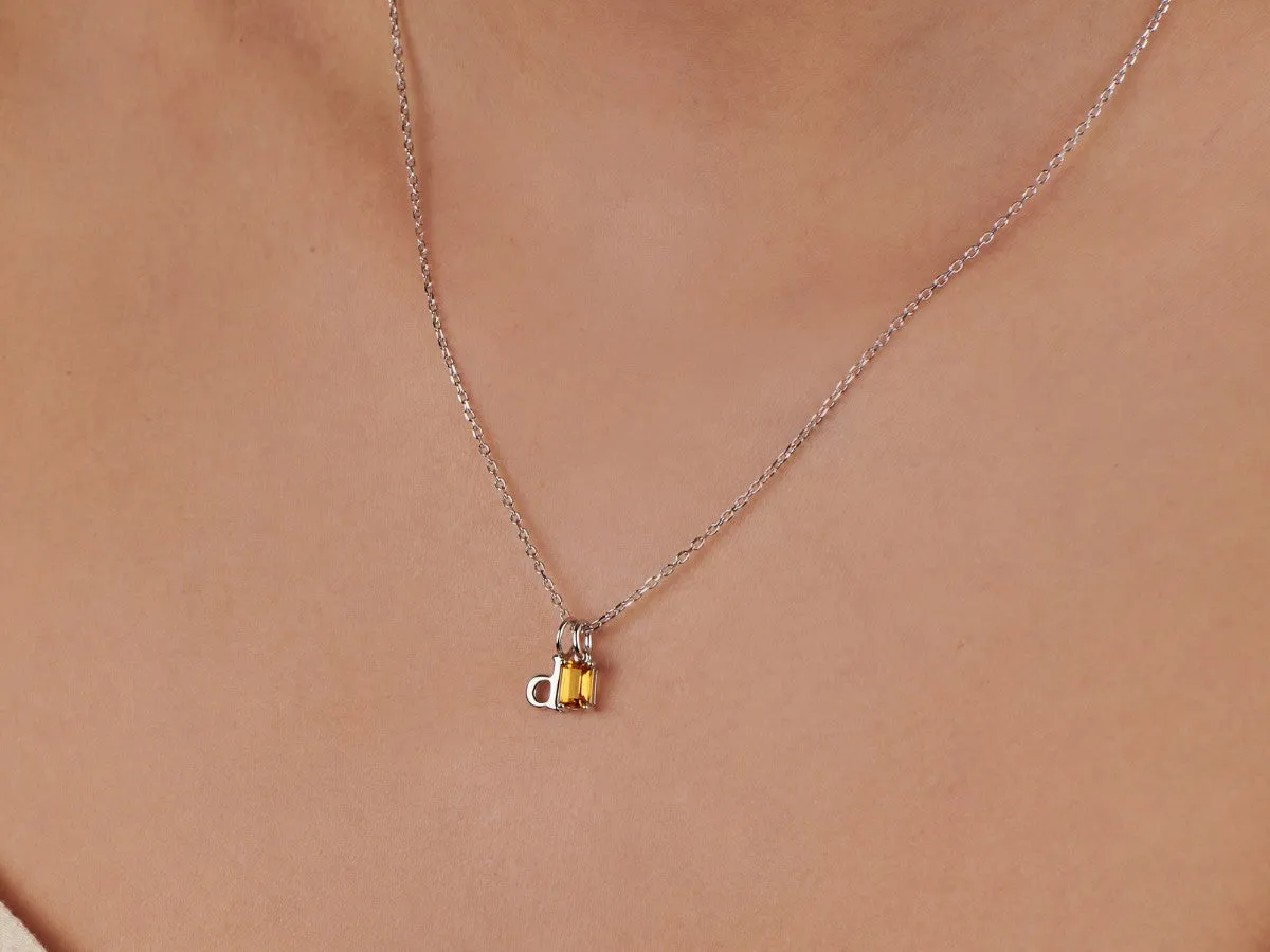 Birthstone Initial Silver Necklace