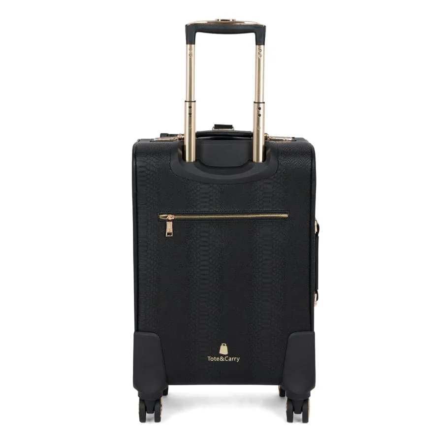 Black Apollo 1 Faux Snakeskin Carry-On Suitcase