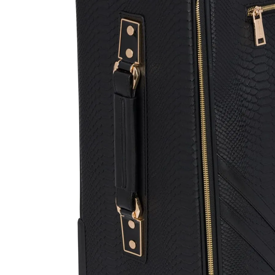 Black Apollo 1 Faux Snakeskin Carry-On Suitcase