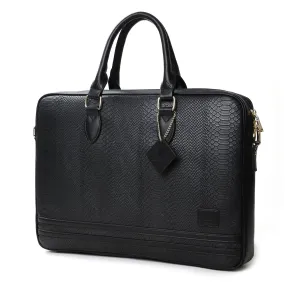 Black Apollo 1 Faux Snakeskin Laptop Bag