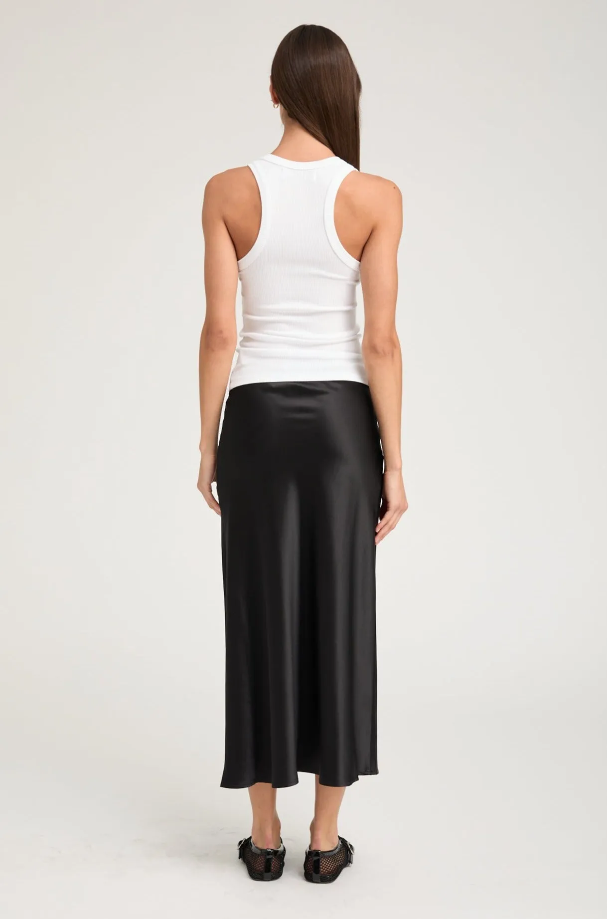 Black Silk Bias Maxi Skirt