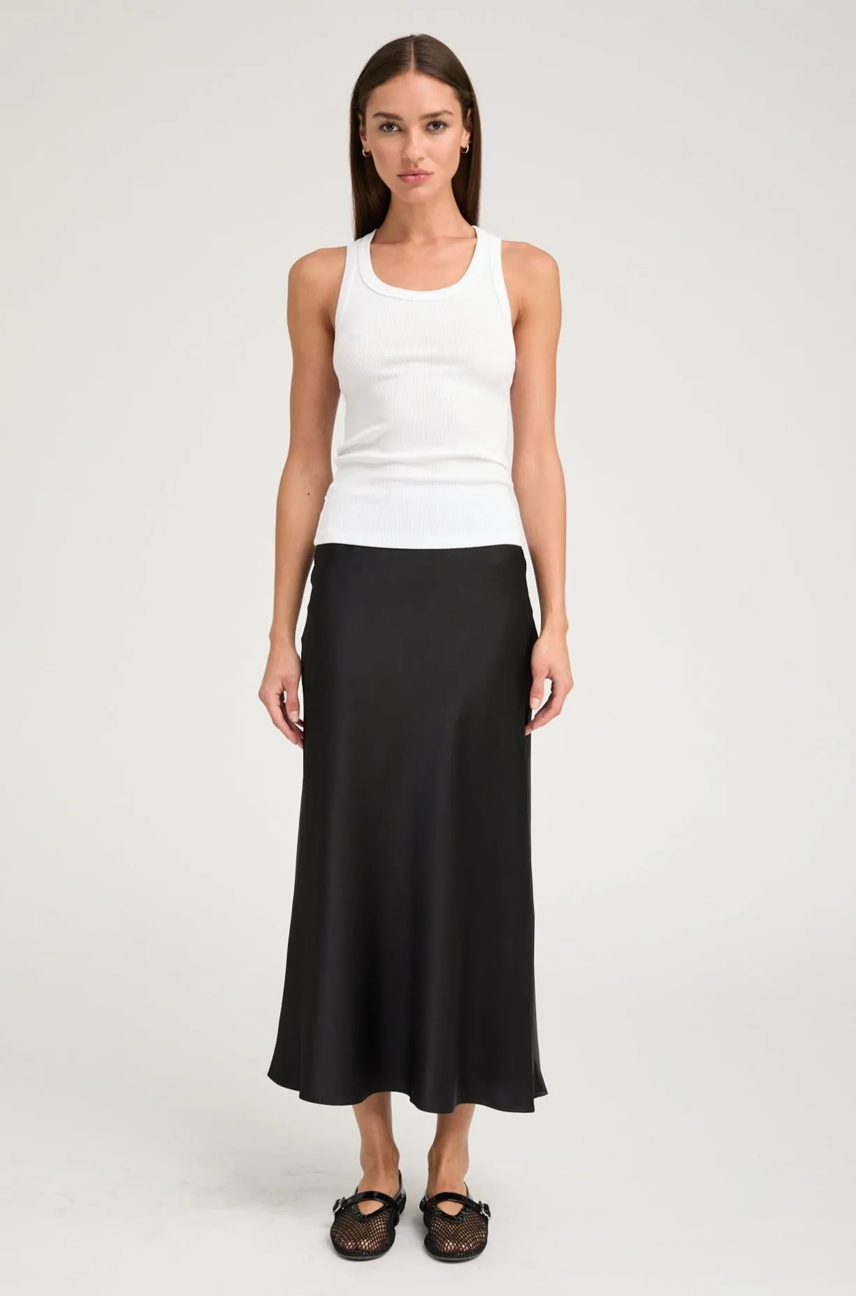 Black Silk Bias Maxi Skirt