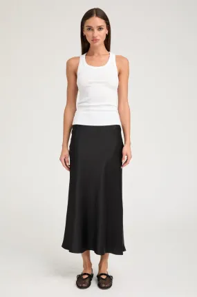 Black Silk Bias Maxi Skirt