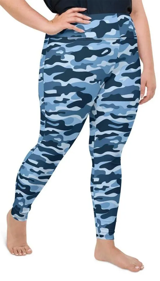 Blue Camo Plus Size Leggings