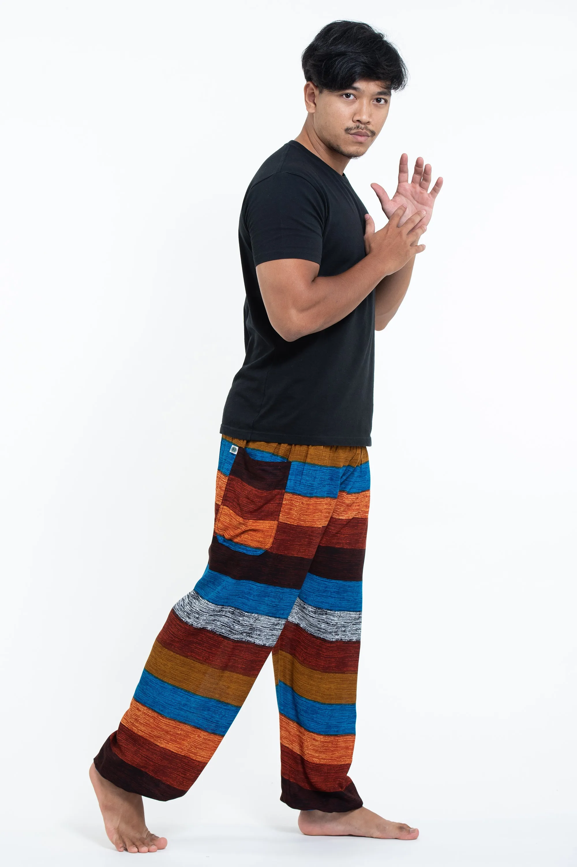 Boho Striped Men's Harem Pants in Rust