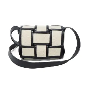 BOTTEGAVENETA Shoulder Bag 714618 VMBN3 9811 Canvas x Calfskin Natural x Black Maxi INTRECCIATO candy cassette Women(Unisex) Used Authentic