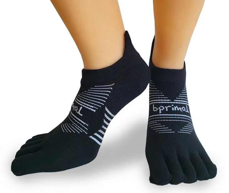 Bprimal Performance Five-Toe Socks - Regular Weight - No-Show - Black