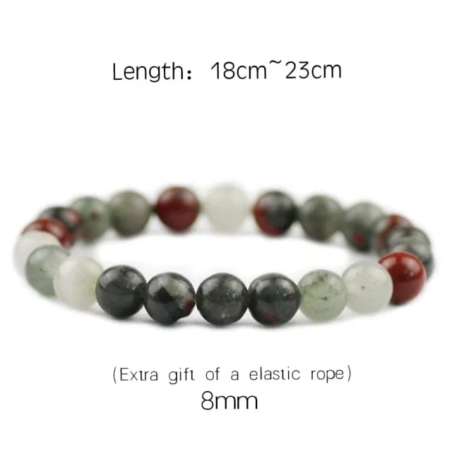 Braided/Elastic Rope Natural Bloodstone Charm Bracelet