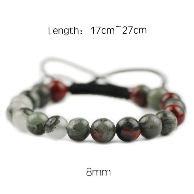 Braided/Elastic Rope Natural Bloodstone Charm Bracelet