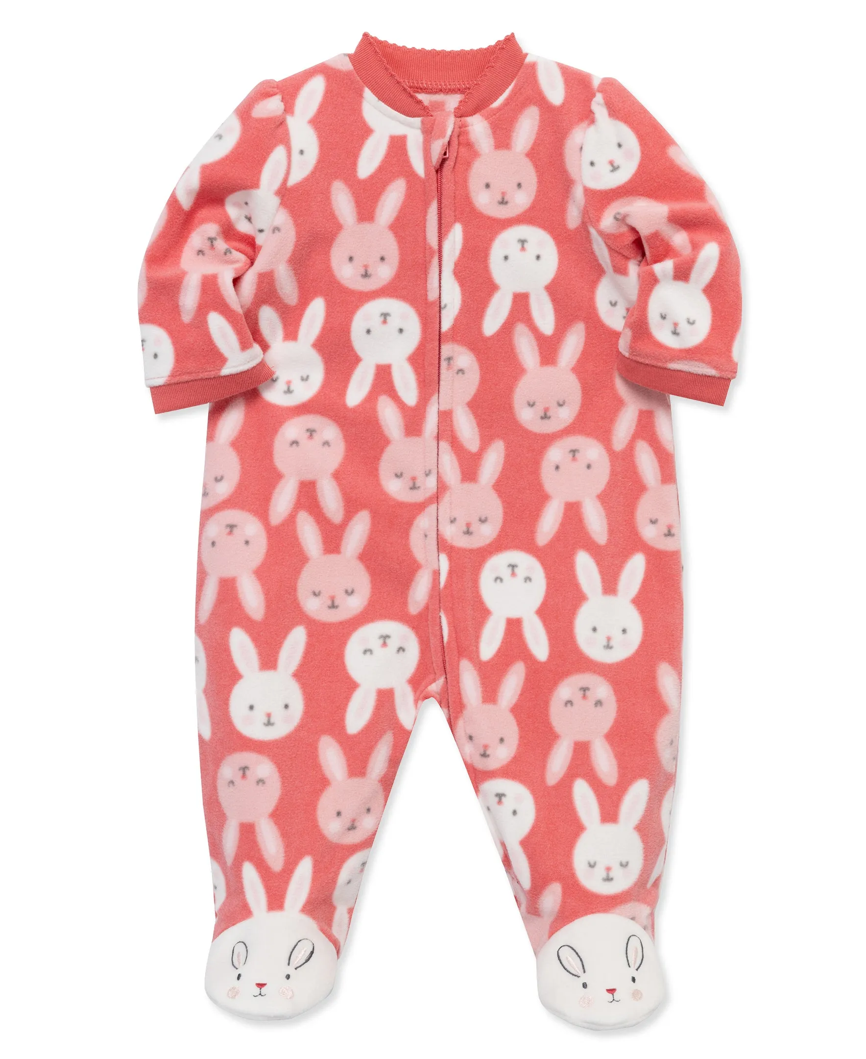 Bunny Fleece Zip Front Sleeper Footie (12M-24M)