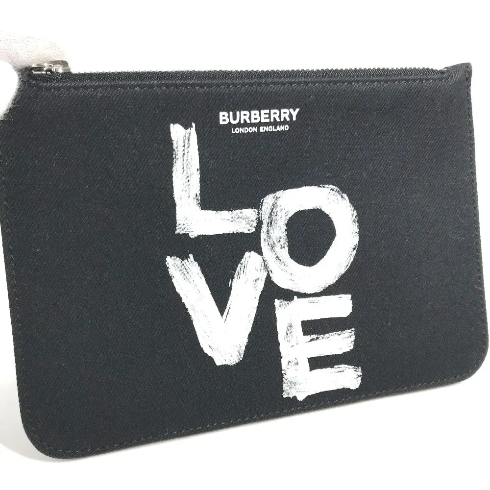 BURBERRY Pouch 8037549 canvas black logo LOVE Women Used Authentic