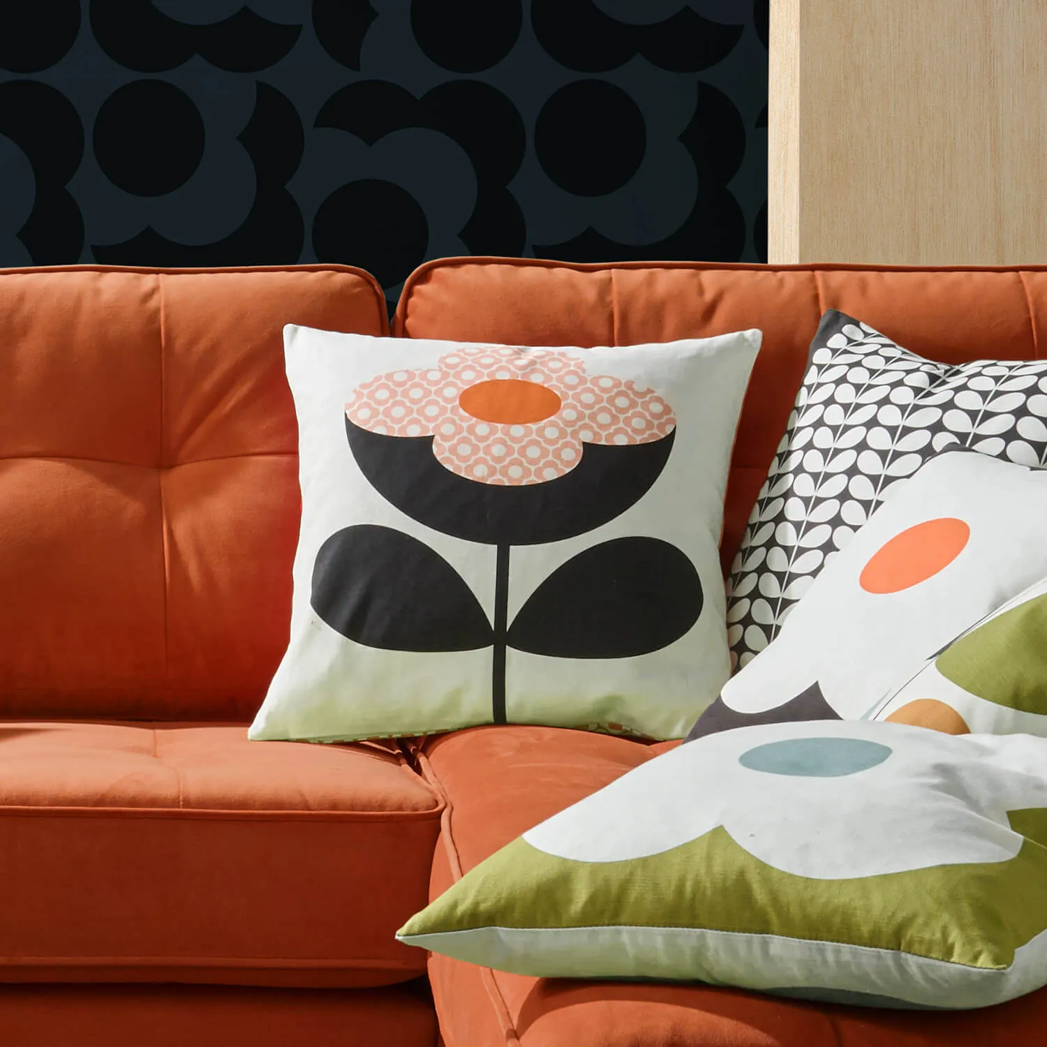 Buttercup Stem Persimmon Cushion