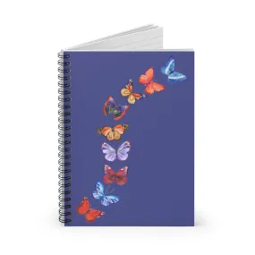 Butterflies in Flight Spiral Dark Blue Journal - Ruled Line