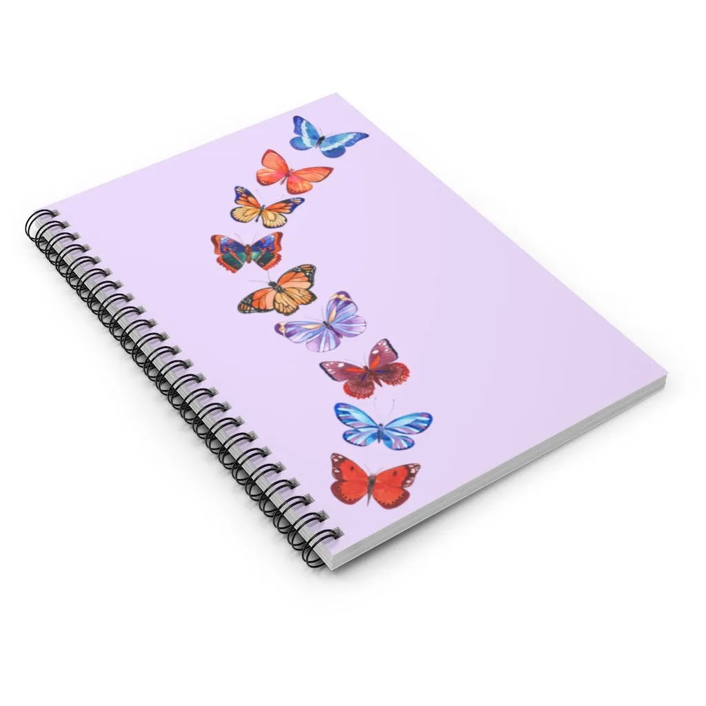 Butterflies in Flight Spiral Lavender Journal - Ruled Line