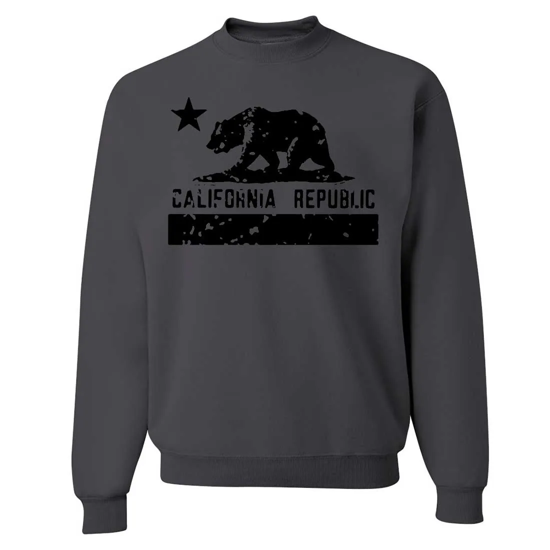 California Flag Black Print Silhouette Crewneck Sweatshirt