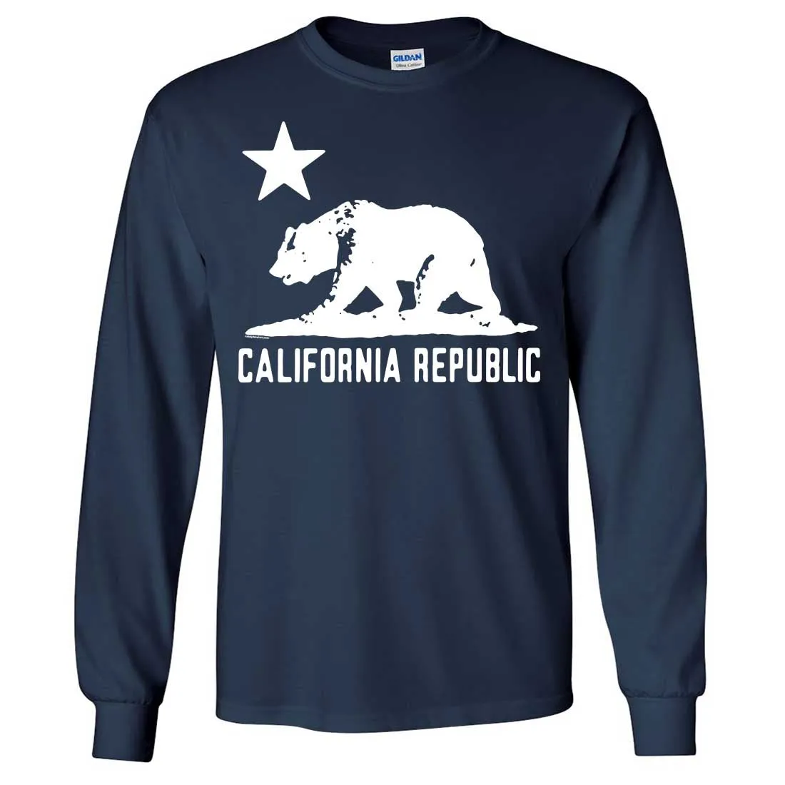 California Flag Oversize White Silhouette Long Sleeve Shirt