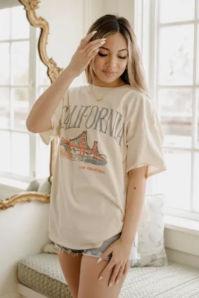 California San Fran Off White Thrifted Tee