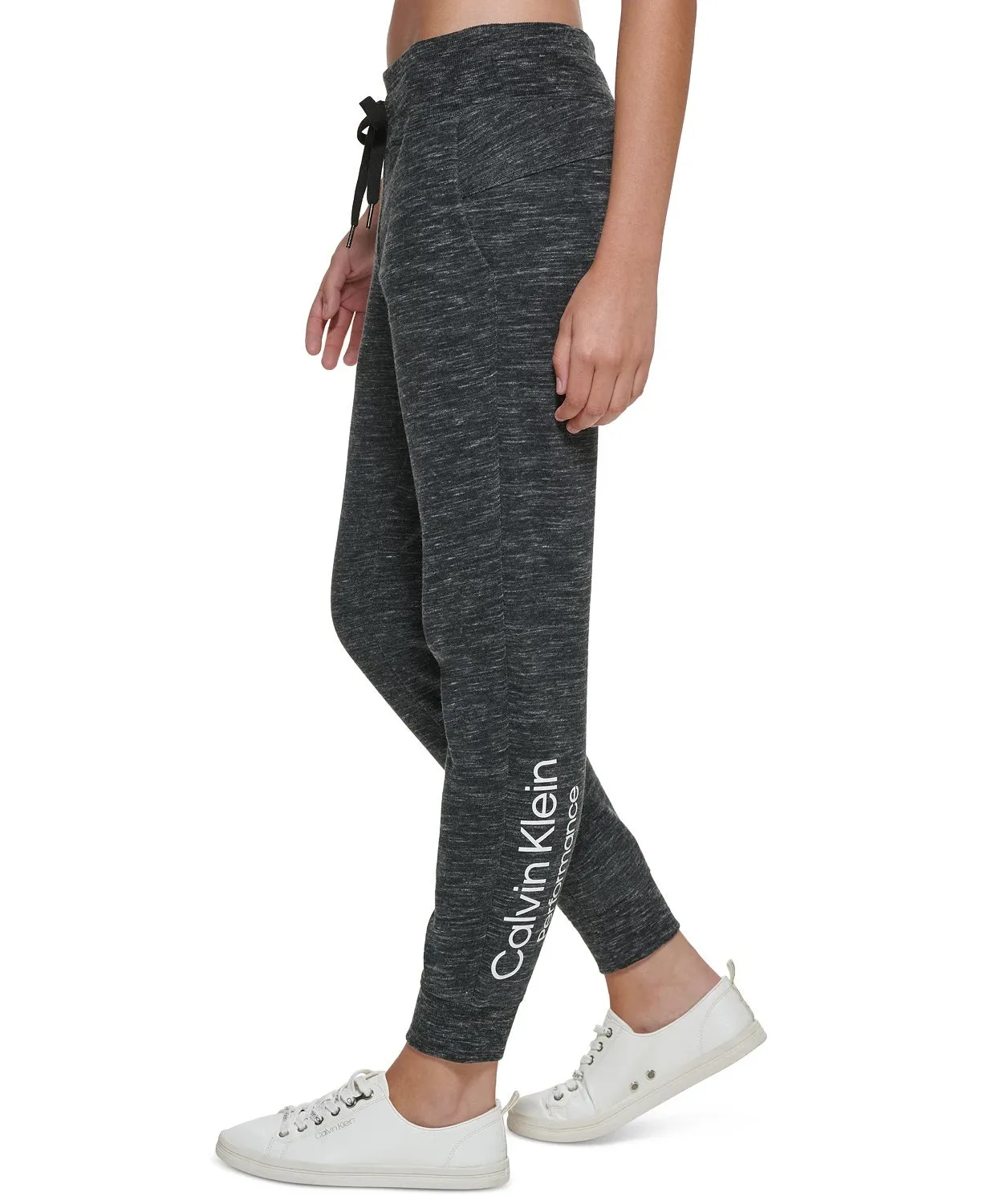 Calvin Klein Performance Women's Logo Rib-Trim Jogger Pants, Heather, M