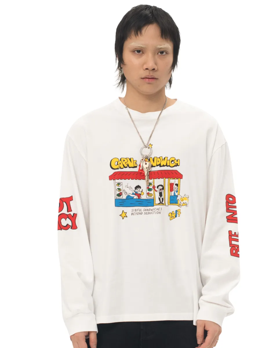 Carne Sandwich Long Sleeves T-shirt White