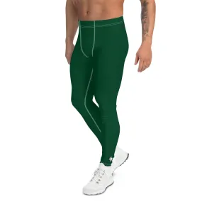 Casual Elegance: Men's Solid Color Activewear Leggings - Sherwood Forest