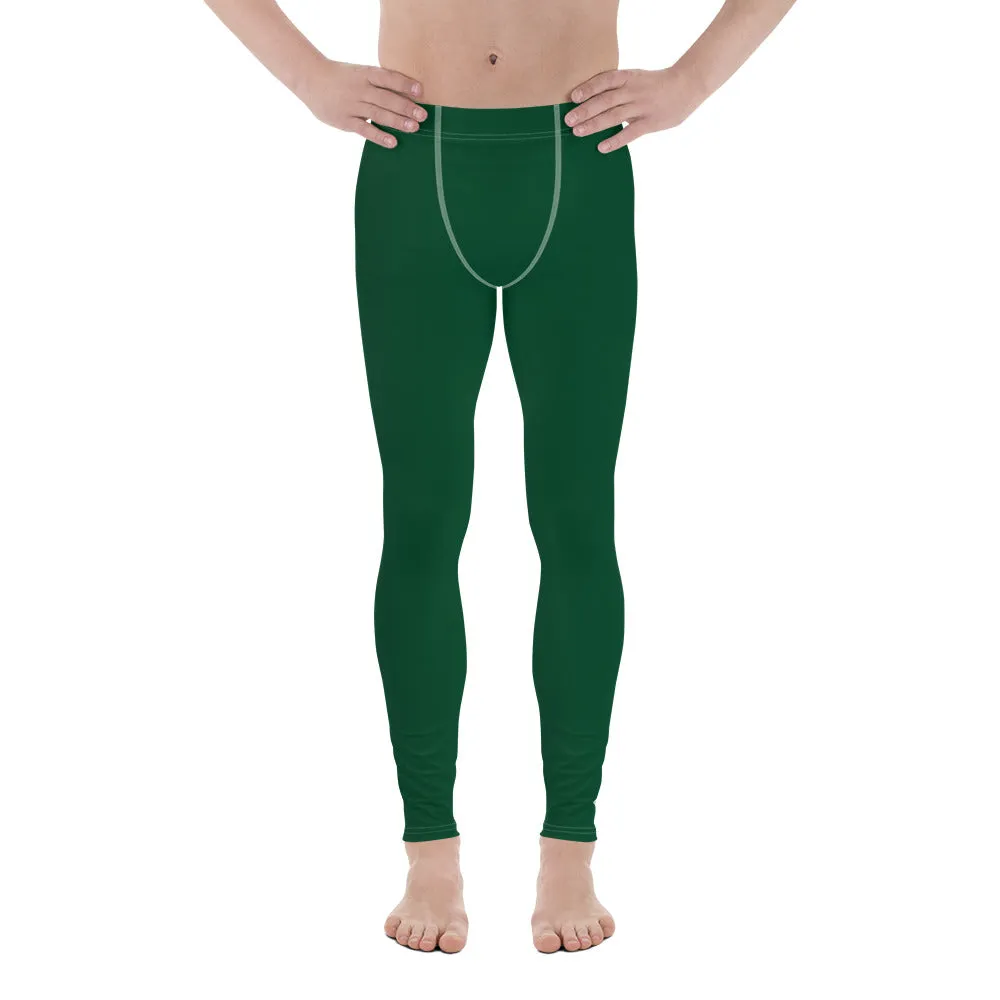 Casual Elegance: Men's Solid Color Activewear Leggings - Sherwood Forest