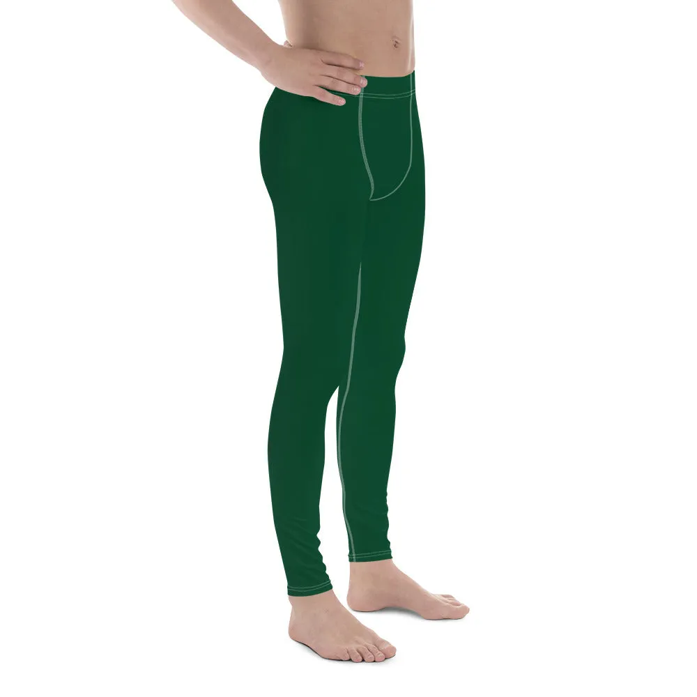 Casual Elegance: Men's Solid Color Activewear Leggings - Sherwood Forest