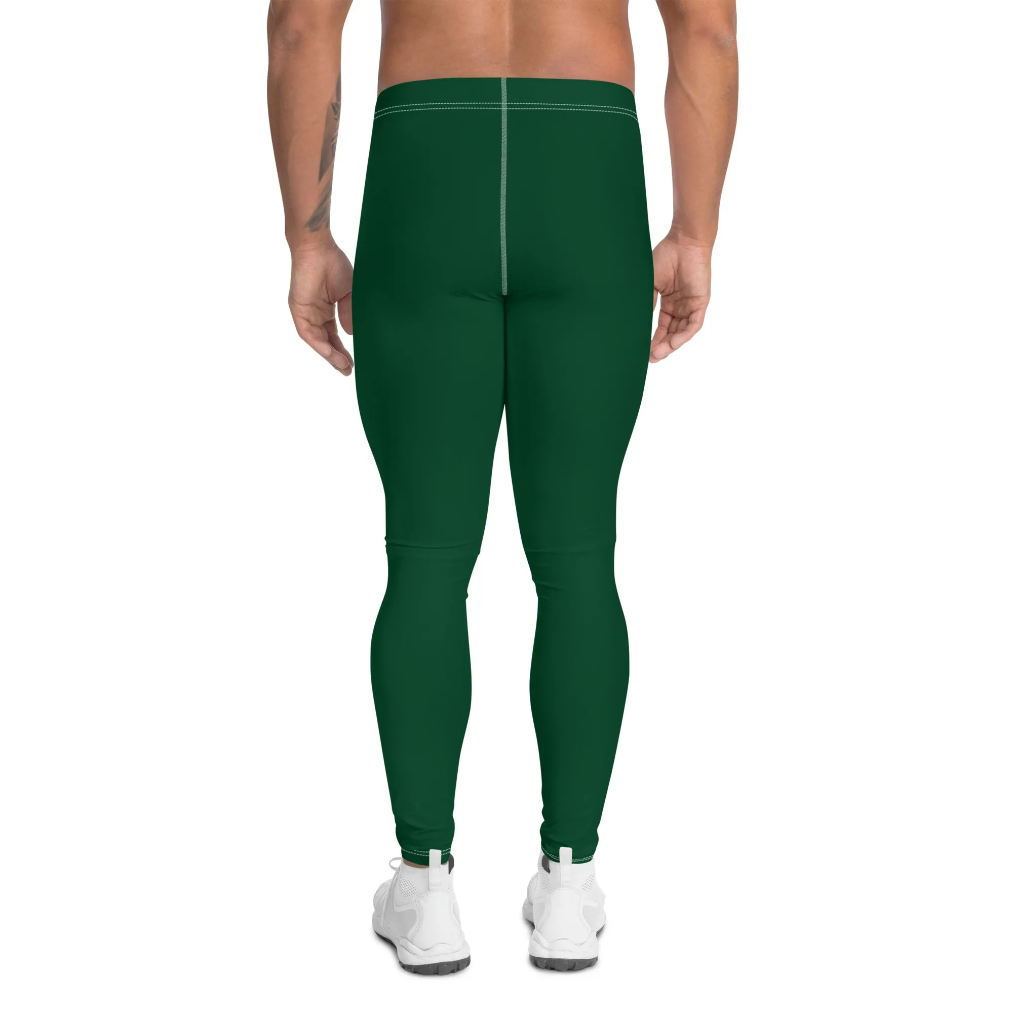 Casual Elegance: Men's Solid Color Activewear Leggings - Sherwood Forest