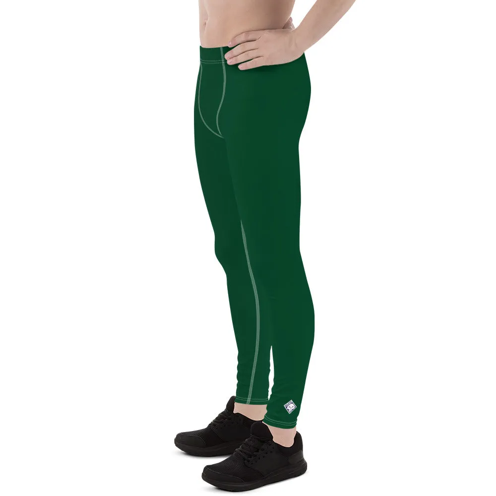 Casual Elegance: Men's Solid Color Activewear Leggings - Sherwood Forest