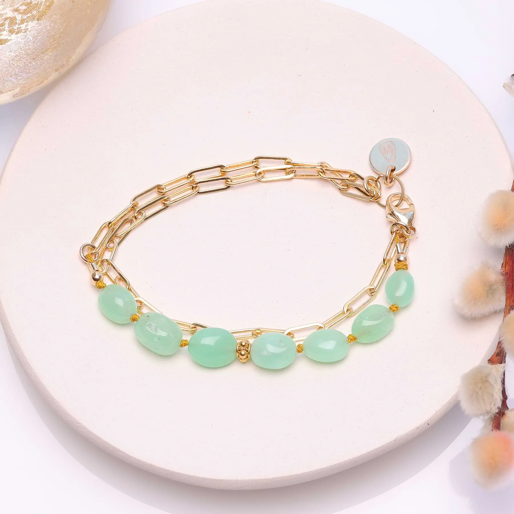 Celedon - Chrysoprase Nugget Double Strand Bracelet