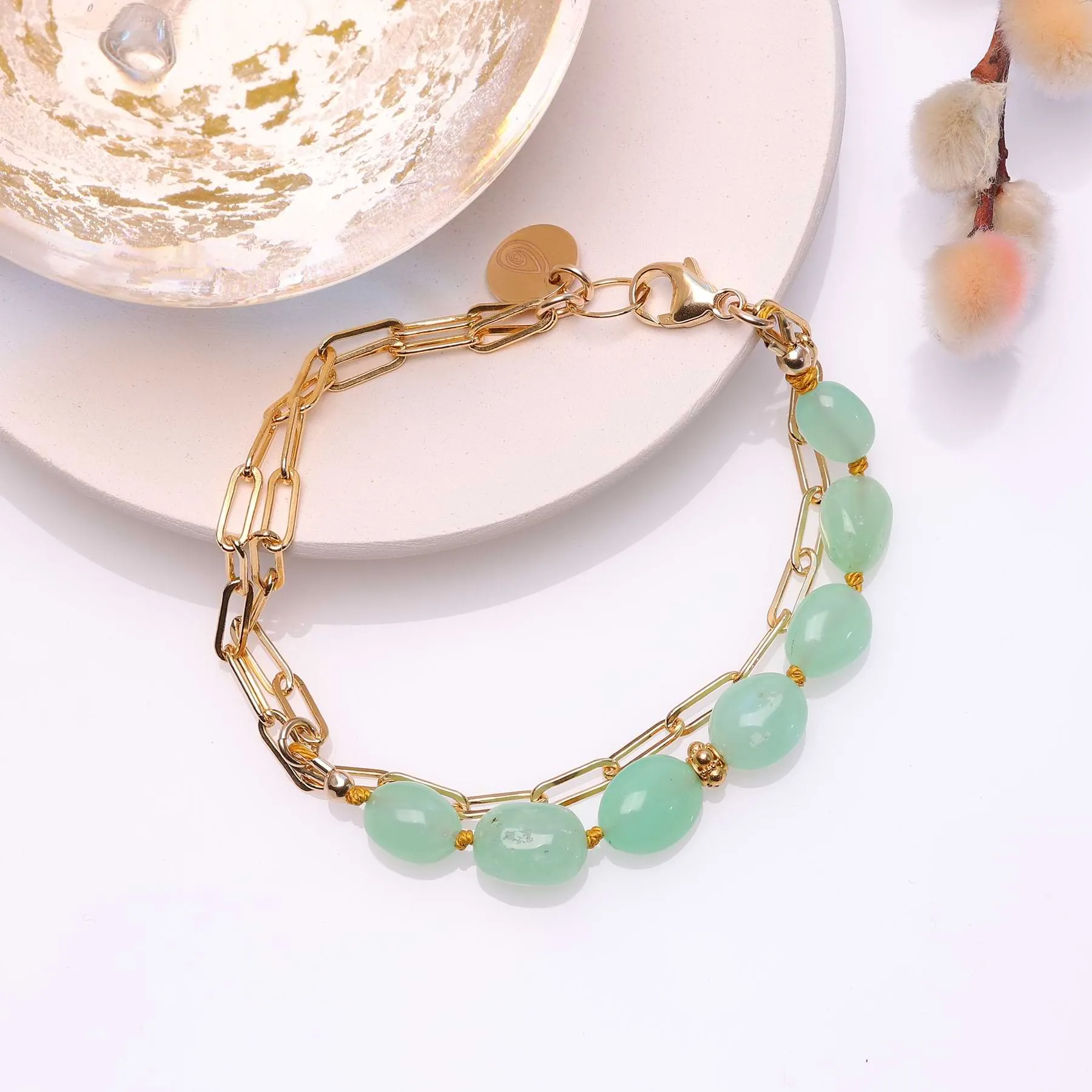 Celedon - Chrysoprase Nugget Double Strand Bracelet